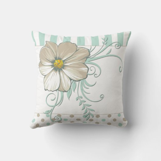 MINT BISQUE STIPPEN STREPEN Monogrammed Kussen (Achterkant)