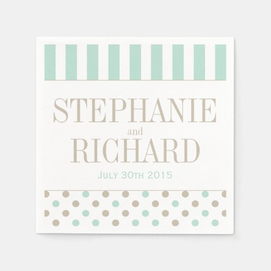 MINT BISQUE STIPPEN STREPEN PAPIEREN SERVETTEN (Voorkant)