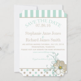 MINT BISQUE STIPPEN STRIPES Save the Date Kaart