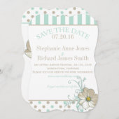 MINT BISQUE STIPPEN STRIPES Save the Date Kaart (Voorkant / Achterkant)