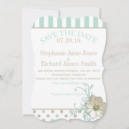 MINT BISQUE STIPPEN STRIPES Save the Date Kaart