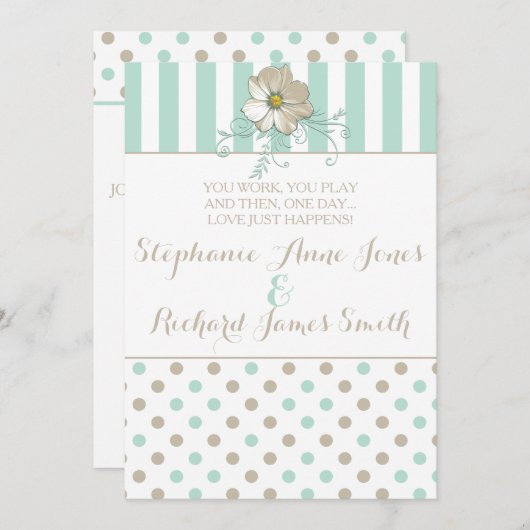 MINT BISQUE STIPPEN STRIPES Weddenschap Kaart (Voorkant / Achterkant)