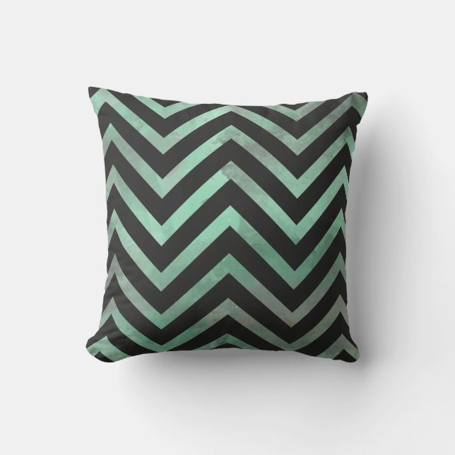 Mint Black Chevron Kussen (Voorkant)