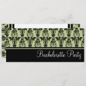 Mint & Black Damask Bachelorette Party Invitation Kaart (Voorkant / Achterkant)