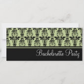 Mint & Black Damask Bachelorette Party Invitation Kaart (Voorkant)