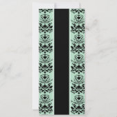 Mint & Black Damask Slim Wedding Invite Kaart (Achterkant)