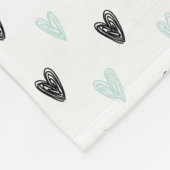 Mint & Black Hearts Doodles Patroon Deken (Hoek)