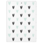 Mint & Black Hearts Doodles Patroon Gepersonalisee Klembord (Achterkant)
