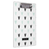 Mint & Black Hearts Doodles Patroon Gepersonalisee Klembord (Rechts)