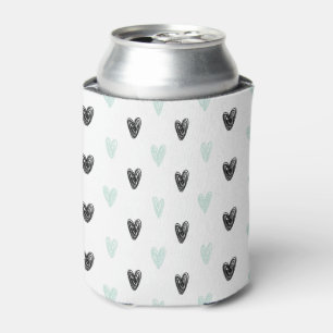 Mint & Black Hearts Doodles Patroon Girly Kan Koel Blikjeskoeler
