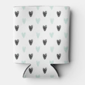 Mint & Black Hearts Doodles Patroon Girly Kan Koel Blikjeskoeler (Voorkant)