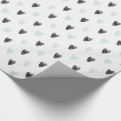Mint & Black Hearts Doodles Patroon Inpakpapier (Hoek)