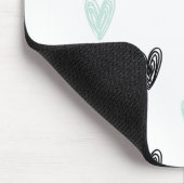 Mint & Black Hearts Doodles Patroon Mousepad Muismat (Hoek)