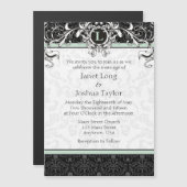 Mint Black Monogram Magnetic Wedding Invitation Magnetische Uitnodiging (Voorkant / Achterkant)