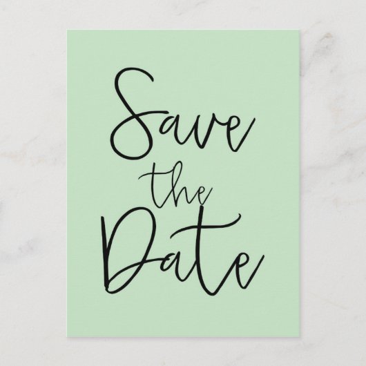 Mint & Black SAVE THE DATE moderne script ansichtk Aankondigingskaart (Voorkant)