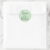 Mint & Black Script Type SAVE THE DATE Sticker (Tas)