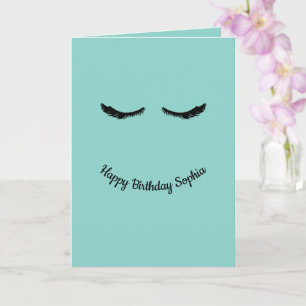 Mint Black Wimpers Glam Gepersonaliseerde Verjaard Kaart