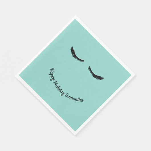 Mint Black Wimpers Glam Verjaardag Servet (Hoek)