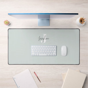 Mint Blau Minimalistisch Monogram Bureaumat