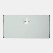 Mint Blau Minimalistisch Monogram Bureaumat (Voorkant)