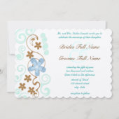 Mint Blauw & Bruin Swirl Bloemen Huwelijk Kaart (Voorkant)
