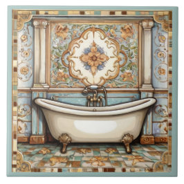 Mint Blauw en Beige Badkuip Badkamer Tegel Tegeltje