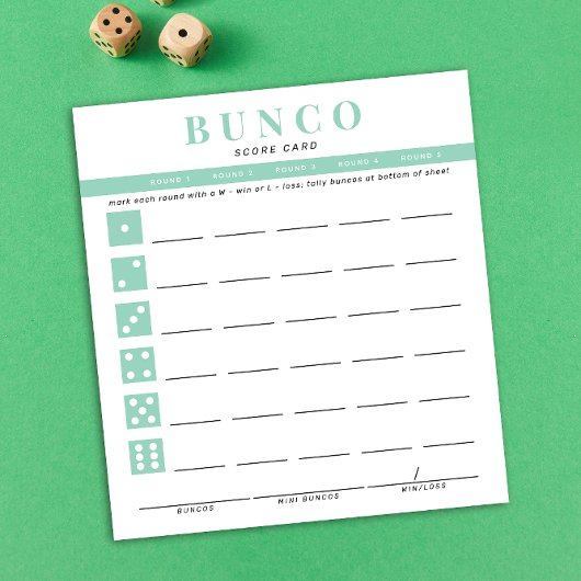 Mint Blauw en Wit Bunco Score Kaart Notitieblok