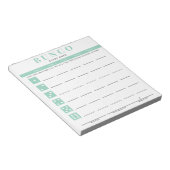 Mint Blauw en Wit Bunco Scorekaart Notitieblok (Schuin)