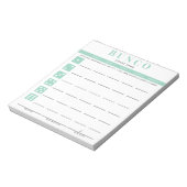 Mint Blauw en Wit Bunco Scorekaart Notitieblok (Linkerzijde)