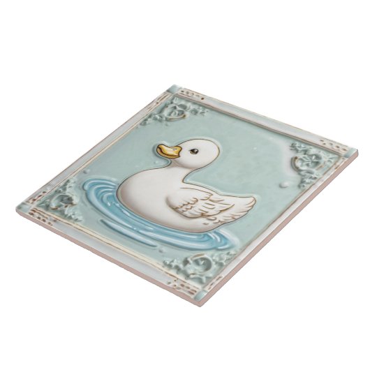 Mint Blauw en Wit Schattige Baby Duck Badkamer Tegeltje (Zijkant)