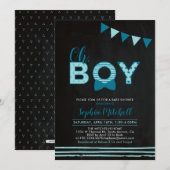 Mint blauw en zeemacht | Chalkboard "Oh Boy"-Baby  Kaart (Voorkant / Achterkant)