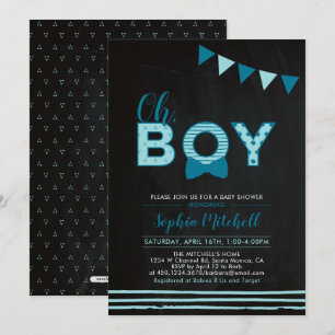 Mint blauw en zeemacht   Chalkboard "Oh Boy"-Baby  Kaart