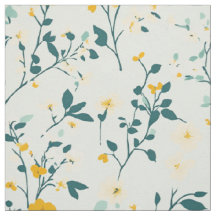 Mint Blauw Geel Botanisch Wilde Bloem Patroon