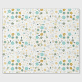 Mint Blauw Geel Chic Bloemen Verjaardag Cadeaupapier (Vlak)