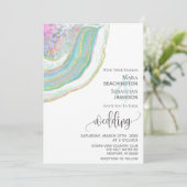 *~* Mint Blauw Goud Glitter Agaat AR5 bruiloft Kaart (Staand voorkant)
