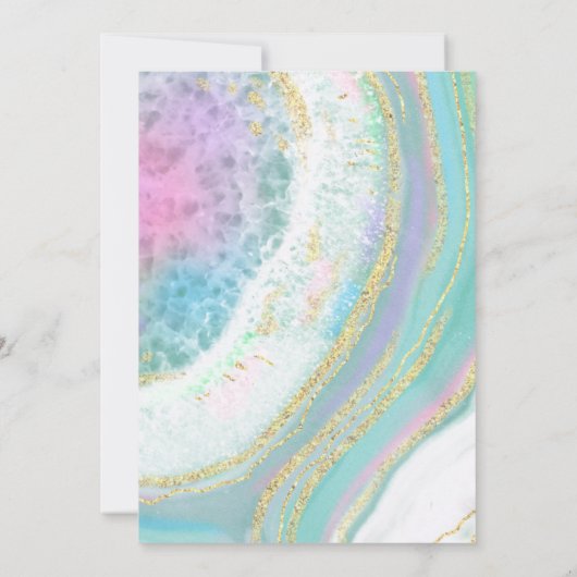 *~* Mint Blauw Goud Glitter Agaat AR5 bruiloft Kaart (Achterkant)