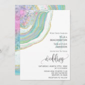 *~* Mint Blauw Goud Glitter Agaat AR5 bruiloft Kaart (Voorkant / Achterkant)