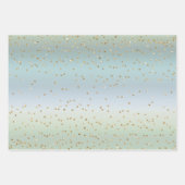 Mint Blauw Goud Strepen Kerstbomen Sparkle Inpakpapier Vel (Voorkant 3)