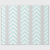 Mint blauw, grijs, wit Chevron strepen patroon Cadeaupapier (Vlak)