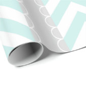 Mint blauw, grijs, wit Chevron strepen patroon Cadeaupapier (Rol Hoek)