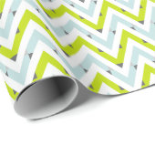 Mint Blauw & Groen Chevron geometrisch patroon Cadeaupapier (Rol Hoek)