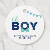 Mint Blauw & Marine | Modern Baby shower dank u Bedankjes Labels (Voorkant)