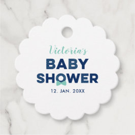 Mint Blauw & Marineblauw | Moderne Baby Shower Dan Bedankjes Labels