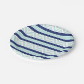 Mint Blauw & Navy Stripes Chevron patroon Papieren Bordje (Gekanteld)