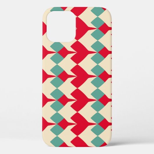Mint blauw, rode harten tegel patroon. Case-Mate iPhone case (Achterkant)
