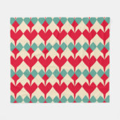 Mint blauw, rode harten tegel patroon. fleece deken (Voorkant (Horizontaal))