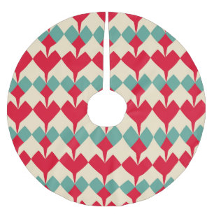 Mint blauw, rode harten tegel patroon. kerstboom rok