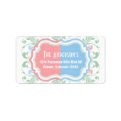 Mint Blauw Roze Bloemen Geslacht Onthullen Retoura Etiket (Voorkant)