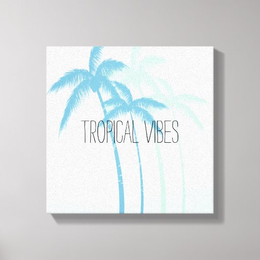 Mint blauw tropische palmbomen Ombre Canvas Afdruk (Voorkant)