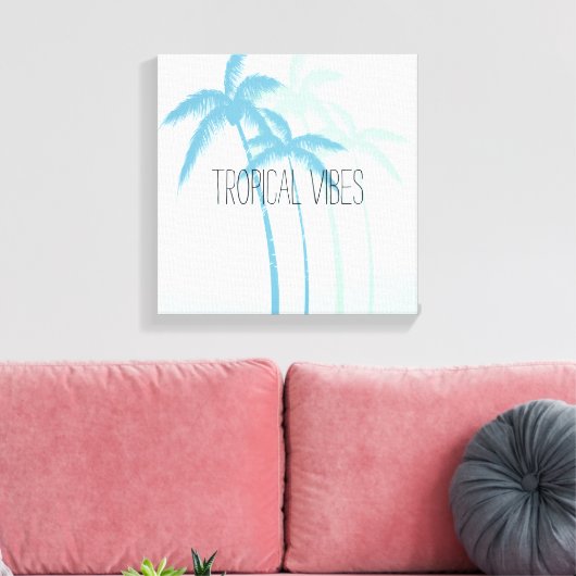 Mint blauw tropische palmbomen Ombre Canvas Afdruk (Insitu (Woonkamer))